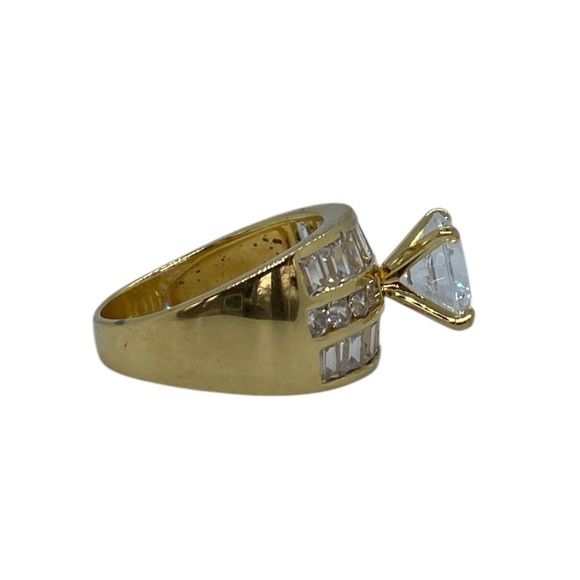 PAJ 925 Sterling Silver w. Gold Vermeil Round Baguette & Pave CZ Ring Size 9.5 - Picture 6 of 8
